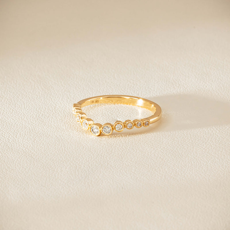 14ct Yellow Gold Diamond Bubble Band