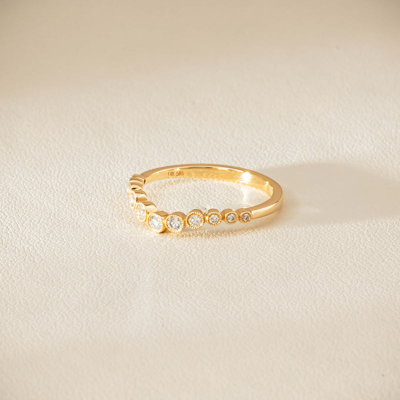 14ct Yellow Gold Diamond Bubble Band