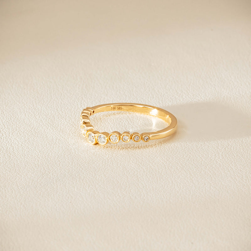 14ct Yellow Gold Diamond Bubble Band