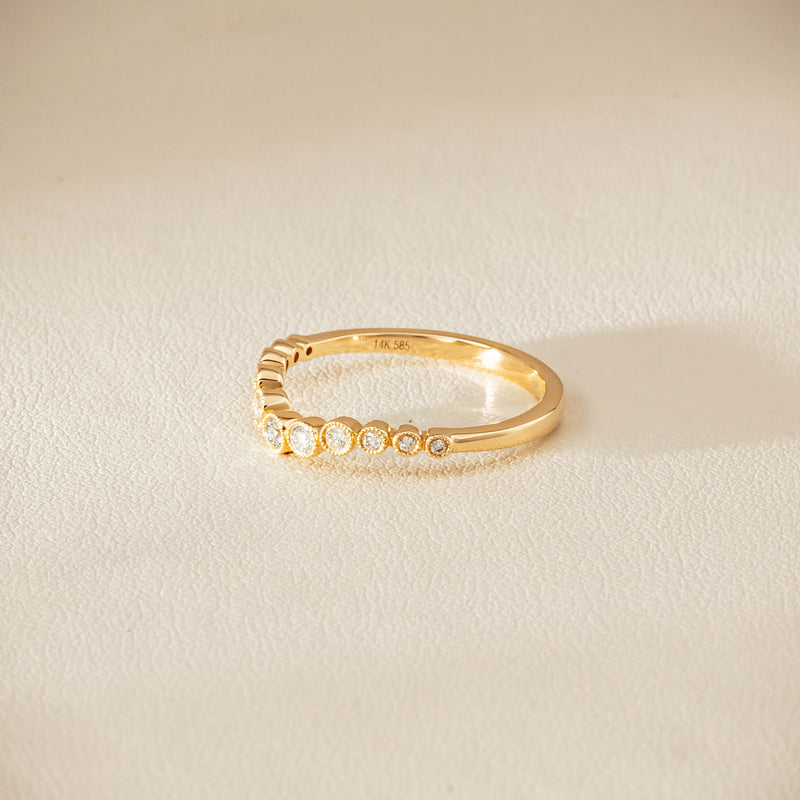 14ct Yellow Gold Diamond Bubble Band