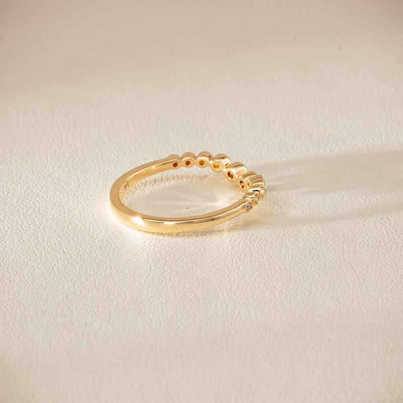 14ct Yellow Gold Diamond Bubble Band