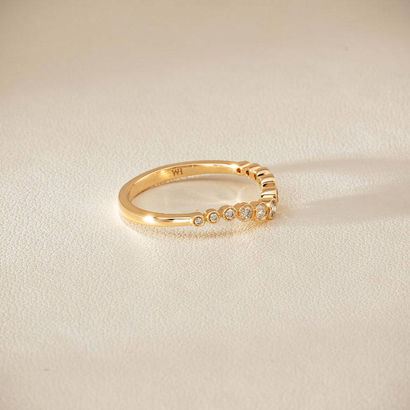 14ct Yellow Gold Diamond Bubble Band