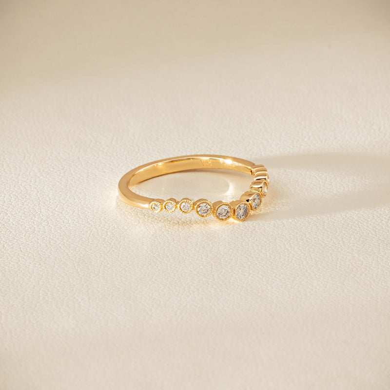 14ct Yellow Gold Diamond Bubble Band