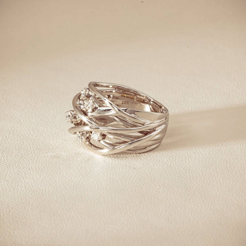 Deja Vu 18ct White Gold .24ct Diamond Orbit Weave Ring - Ring - Walker & Hall