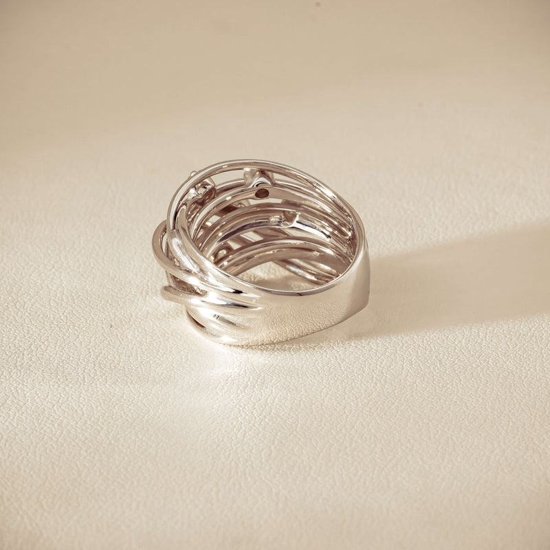 Deja Vu 18ct White Gold .24ct Diamond Orbit Weave Ring - Ring - Walker & Hall