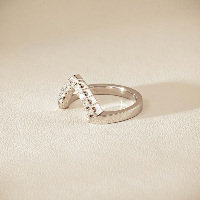 Deja Vu 18ct White Gold .27ct Diamond V-Shaped Band - Ring - Walker & Hall