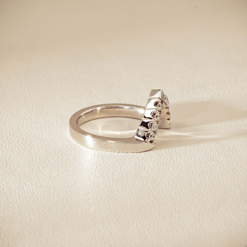 Deja Vu 18ct White Gold .27ct Diamond V-Shaped Band - Ring - Walker & Hall