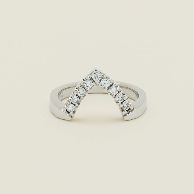 Deja Vu 18ct White Gold .27ct Diamond V-Shaped Band - Ring - Walker & Hall