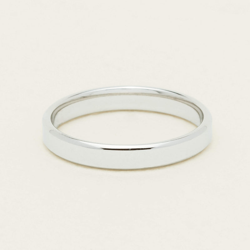18ct White Gold 3mm Square Profile Band - Ring - Walker & Hall