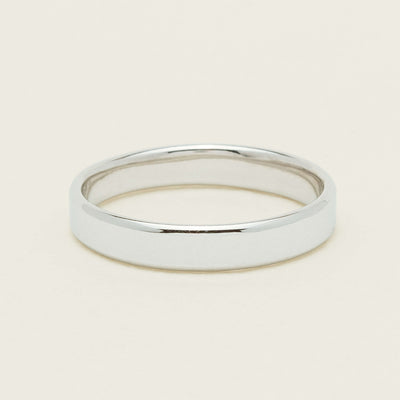 18ct White Gold 3.5mm Square Profile Band - Ring - Walker & Hall