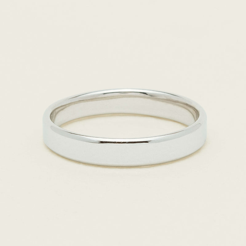 18ct White Gold 3.5mm Square Profile Band - Ring - Walker & Hall