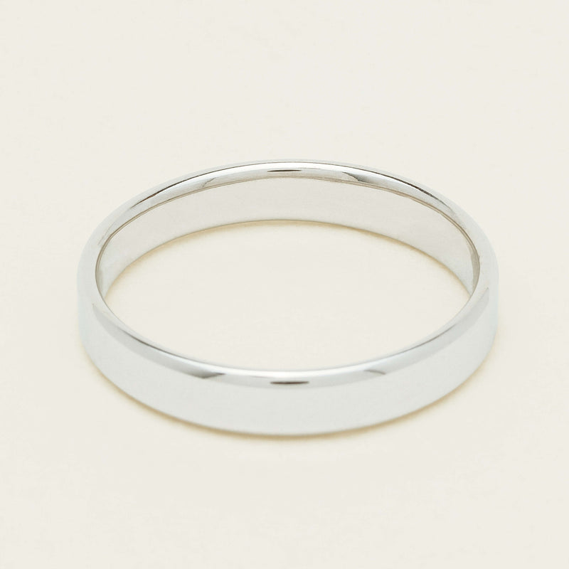 18ct White Gold 3.5mm Square Profile Band - Ring - Walker & Hall