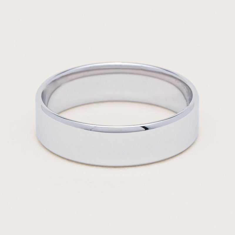 9ct White Gold 5mm Square Profile Band - Ring - Walker & Hall