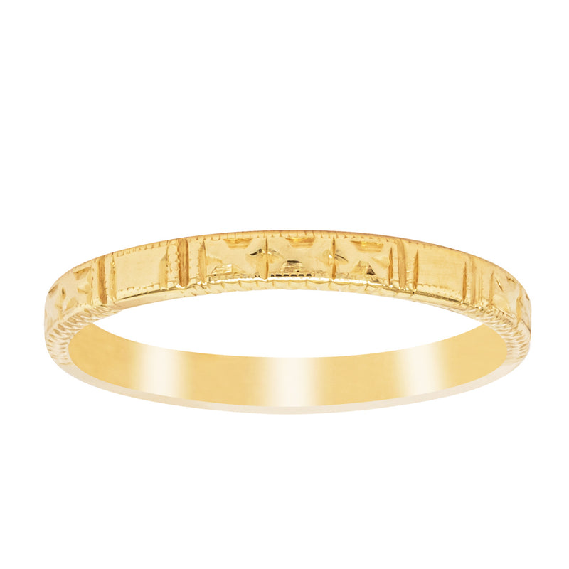 Deja Vu 17ct Yellow Gold Patterned Band