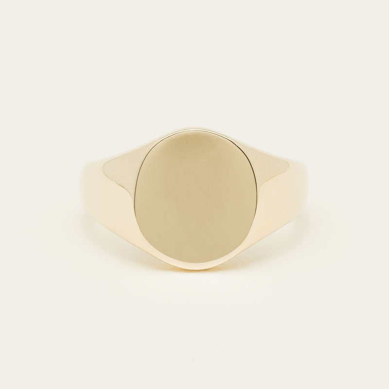 9ct Yellow Gold Men's Oval Signet Ring - Ring - Walker & Hall