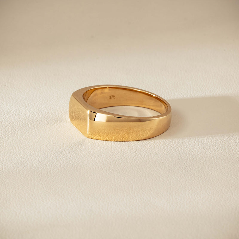 9ct Yellow Gold Rectangular Signet Ring - Ring - Walker & Hall