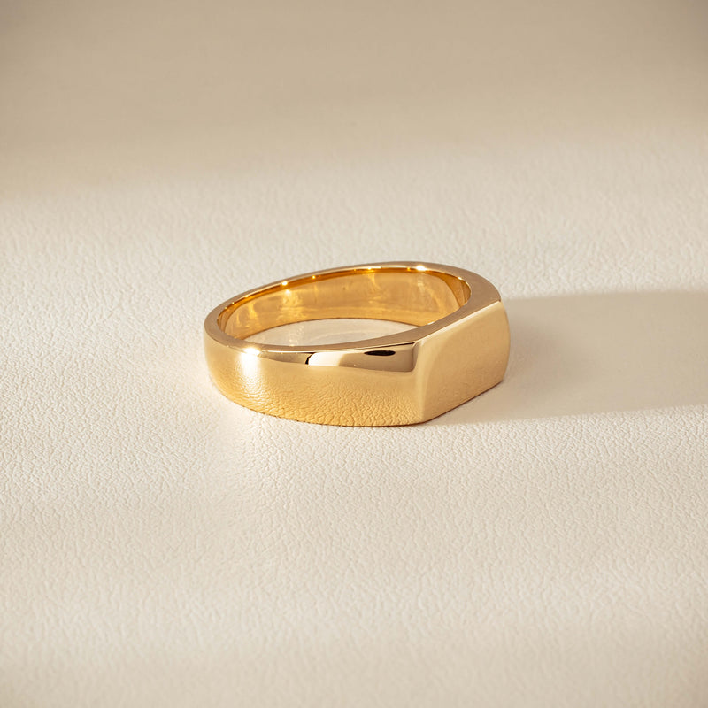 9ct Yellow Gold Rectangular Signet Ring - Ring - Walker & Hall