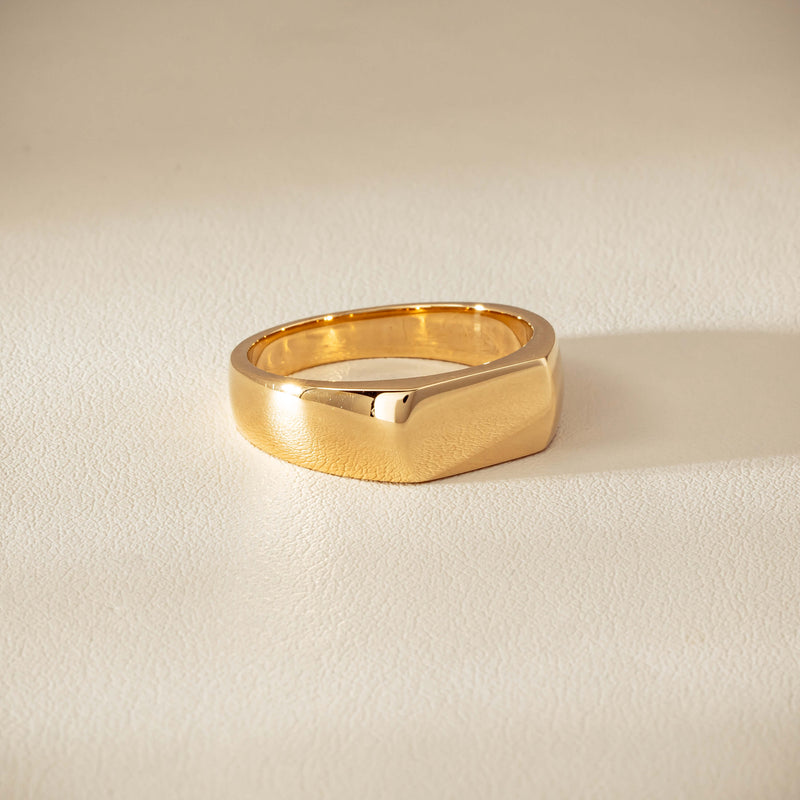 9ct Yellow Gold Rectangular Signet Ring - Ring - Walker & Hall