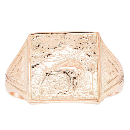 Vintage 9ct Rose Gold Kiwi Signet Ring - Ring - Walker & Hall
