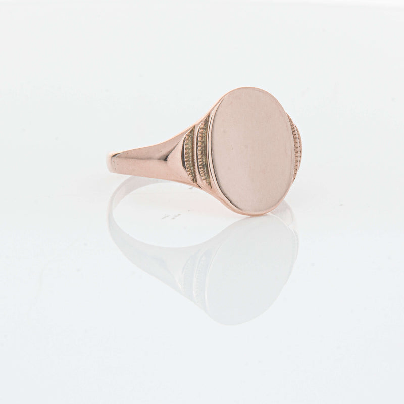 Deja Vu 9ct Rose Gold Oval Signet Ring - Ring - Walker & Hall