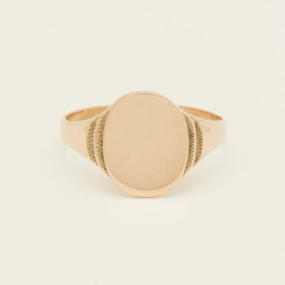 Deja Vu 9ct Rose Gold Oval Signet Ring - Ring - Walker & Hall