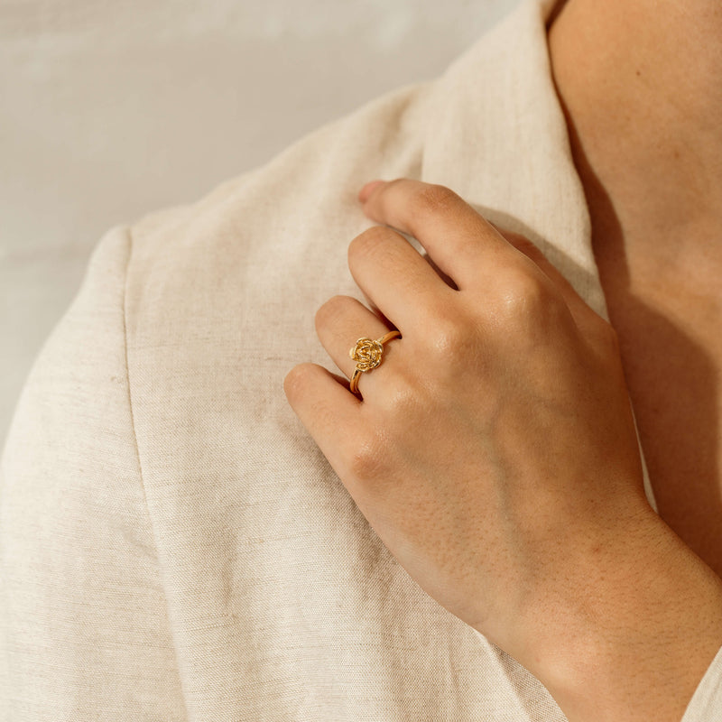 18ct Yellow Gold Albertine Rose Ring - Ring - Walker & Hall