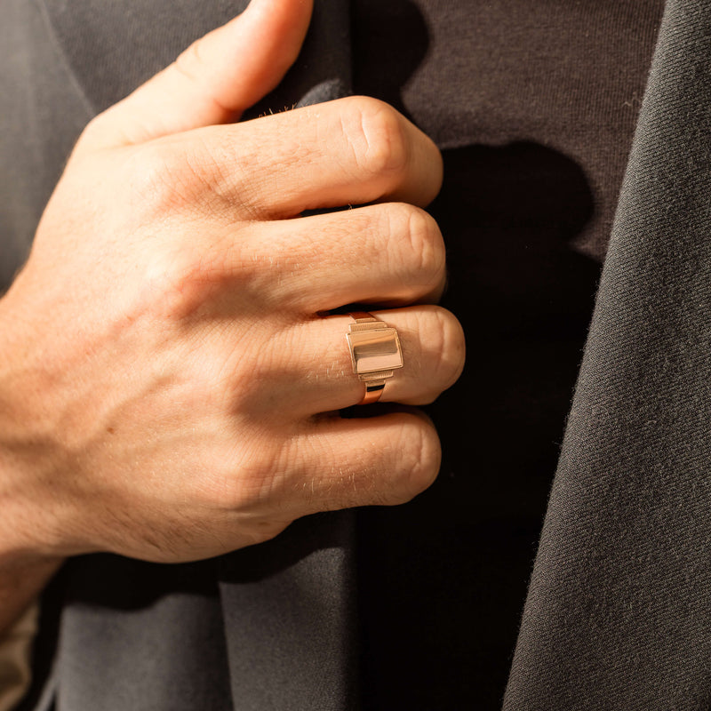 Deja Vu 9ct Rose Gold Signet Ring - Ring - Walker & Hall