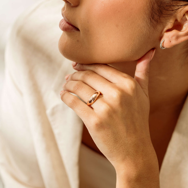 Deja Vu 9ct Rose Gold Dome Ring 1990s - Size M - Ring - Walker & Hall