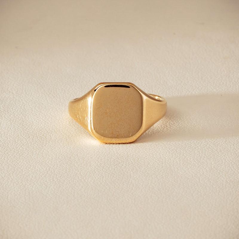 Deja Vu 9ct Yellow Gold Rectangular Signet Ring - Ring - Walker & Hall