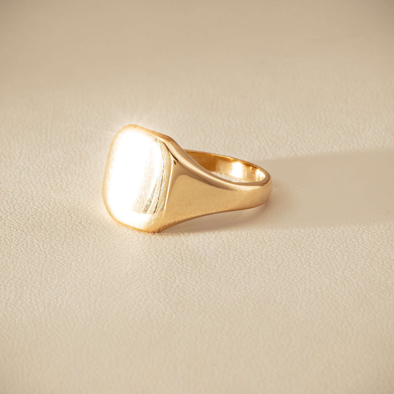 Deja Vu 9ct Yellow Gold Rectangular Signet Ring - Ring - Walker & Hall
