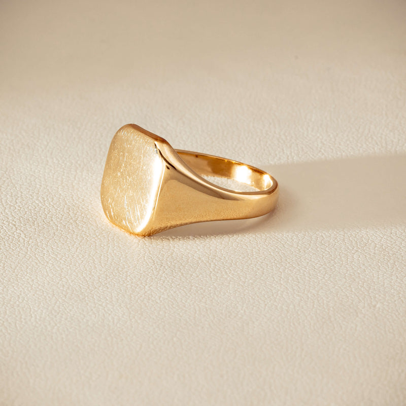 Deja Vu 9ct Yellow Gold Rectangular Signet Ring - Ring - Walker & Hall