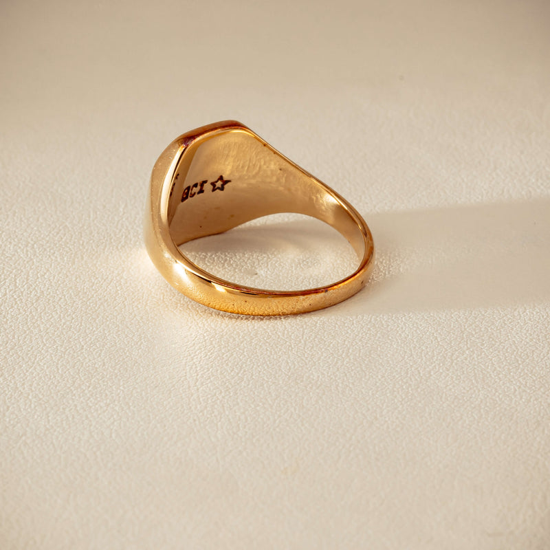 Deja Vu 9ct Yellow Gold Rectangular Signet Ring - Ring - Walker & Hall