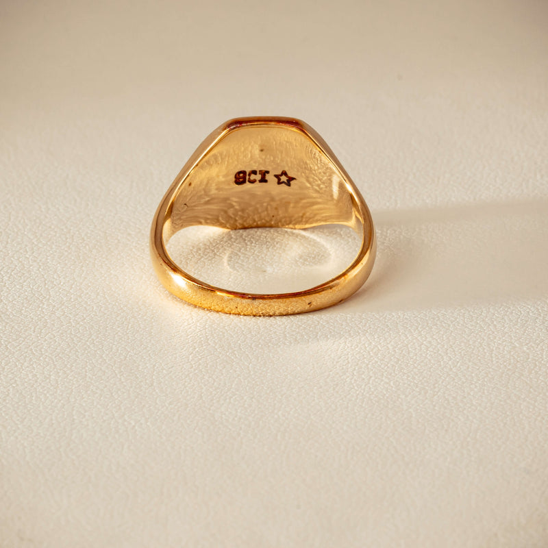 Deja Vu 9ct Yellow Gold Rectangular Signet Ring - Ring - Walker & Hall