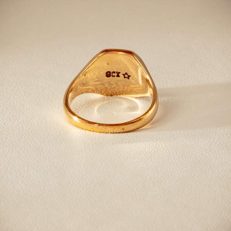 Deja Vu 9ct Yellow Gold Rectangular Signet Ring - Ring - Walker & Hall
