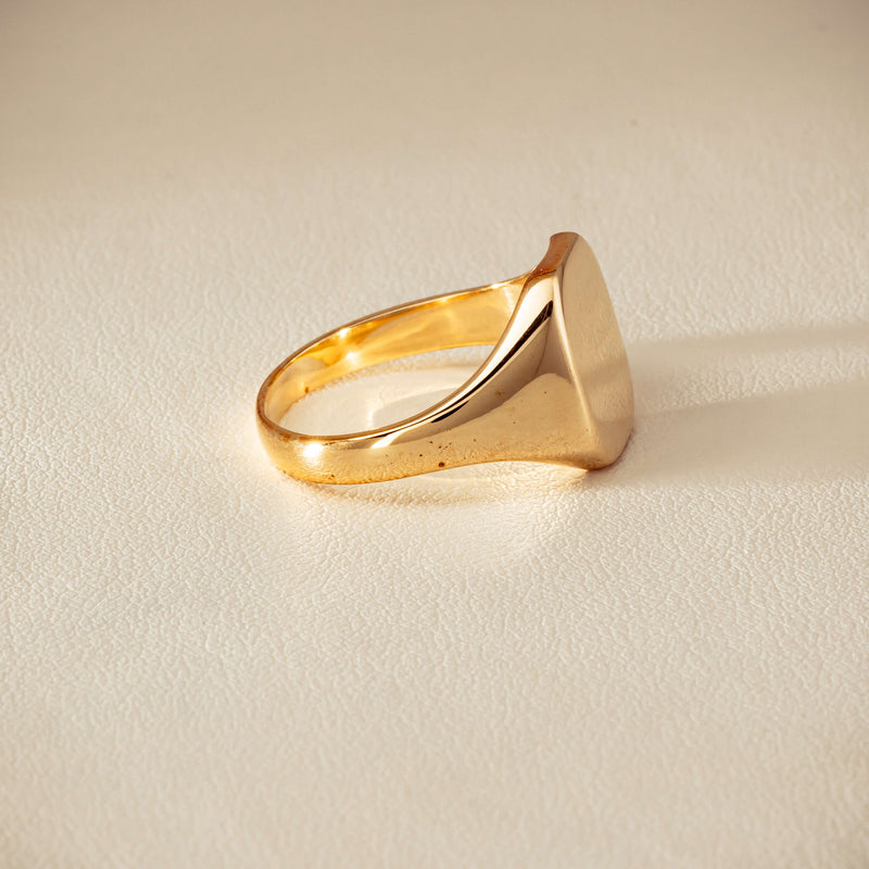Deja Vu 9ct Yellow Gold Rectangular Signet Ring - Ring - Walker & Hall
