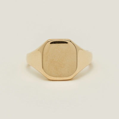 Deja Vu 9ct Yellow Gold Rectangular Signet Ring - Ring - Walker & Hall