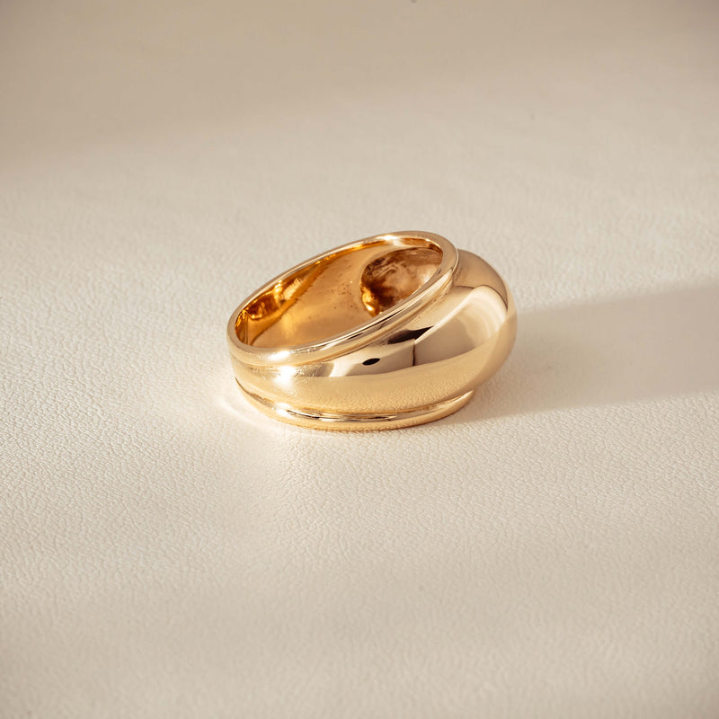 Deja Vu 9ct Yellow Gold Dome Ring - Ring - Walker & Hall