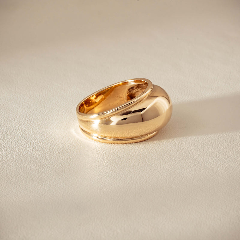 Deja Vu 9ct Yellow Gold Dome Ring - Ring - Walker & Hall