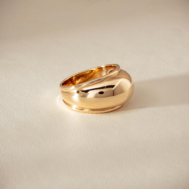 Deja Vu 9ct Yellow Gold Dome Ring - Ring - Walker & Hall