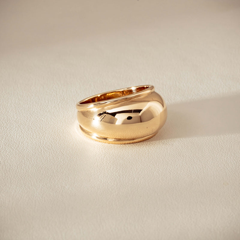 Deja Vu 9ct Yellow Gold Dome Ring - Ring - Walker & Hall