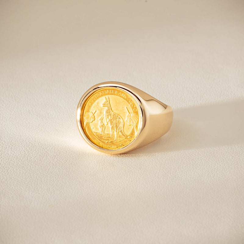 Deja Vu 9ct Ring with 24ct Australian Kangaroo Coin - Ring - Walker & Hall