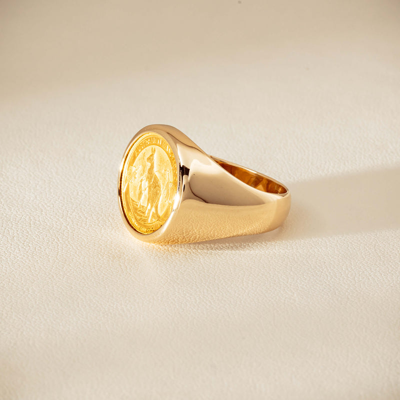 Deja Vu 9ct Ring with 24ct Australian Kangaroo Coin - Ring - Walker & Hall