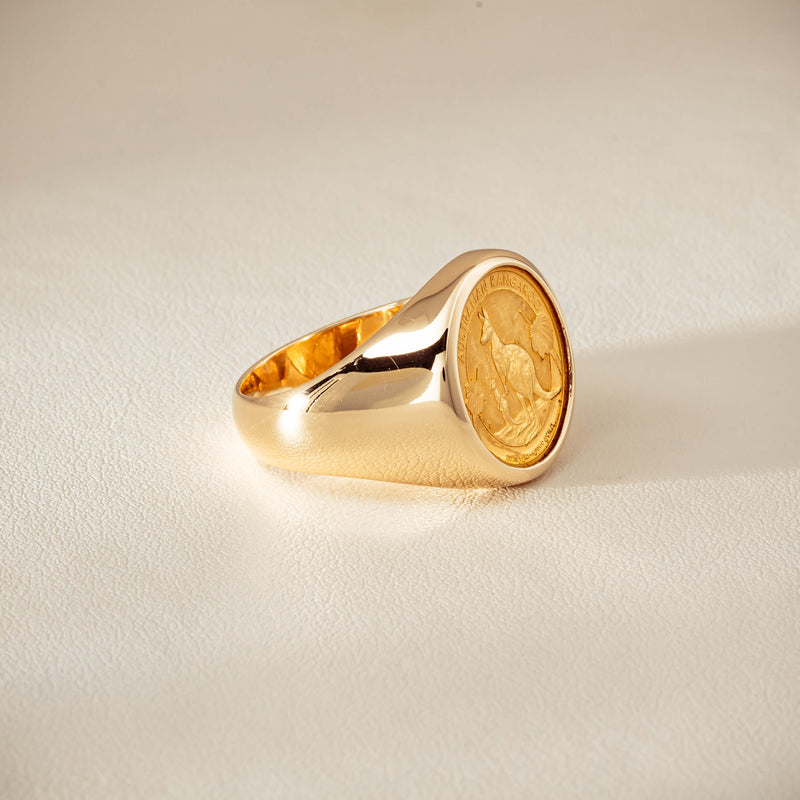Deja Vu 9ct Ring with 24ct Australian Kangaroo Coin - Ring - Walker & Hall