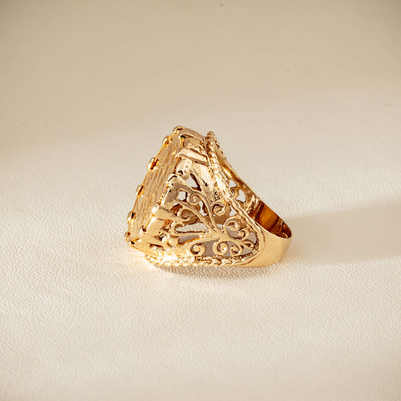 Vintage 9ct Yellow Gold Ring with 22ct Half Sovereign 1973 - Ring - Walker & Hall
