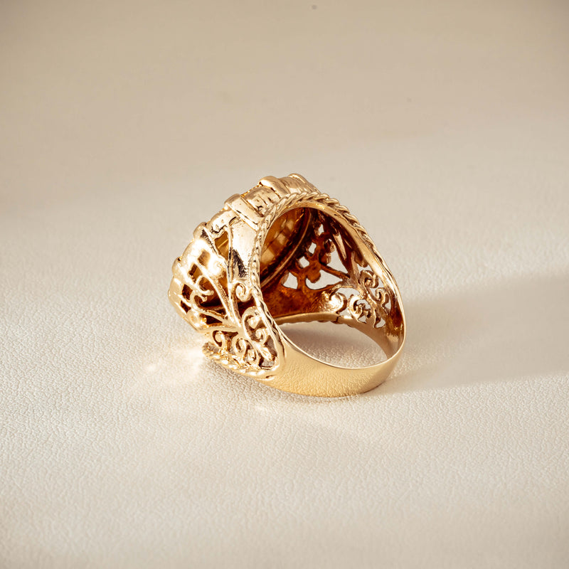 Vintage 9ct Yellow Gold Ring with 22ct Half Sovereign 1973 - Ring - Walker & Hall