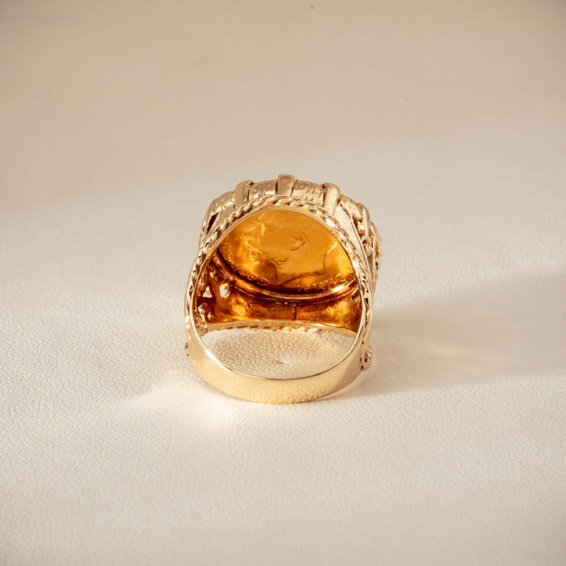 Vintage 9ct Yellow Gold Ring with 22ct Half Sovereign 1973 - Ring - Walker & Hall