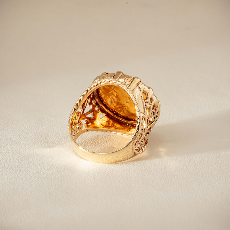 Vintage 9ct Yellow Gold Ring with 22ct Half Sovereign 1973 - Ring - Walker & Hall