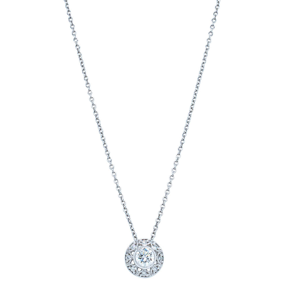 18ct White Gold .33ct Diamond Pendant - Necklace - Walker & Hall