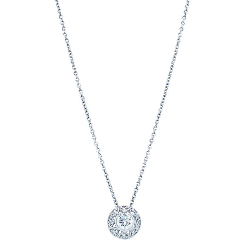 18ct White Gold .33ct Diamond Pendant - Necklace - Walker & Hall