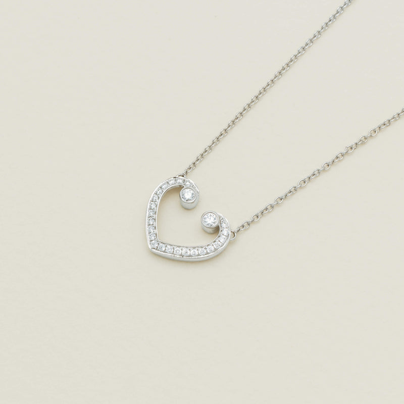 18ct White Gold Diamond Koru Heart Pendant - Necklace - Walker & Hall